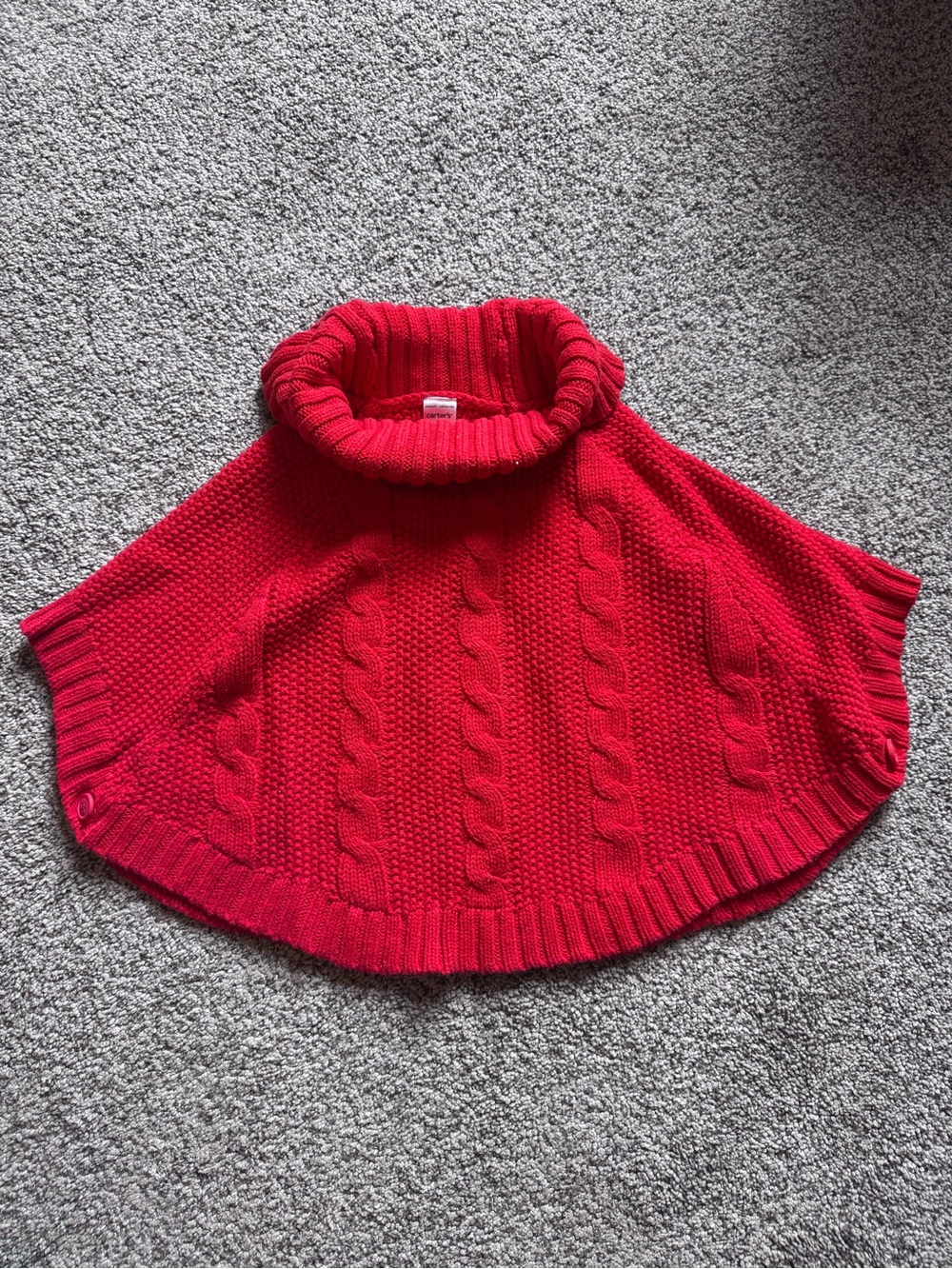 Carter's Red Cable Knit Turtleneck Poncho Sweater